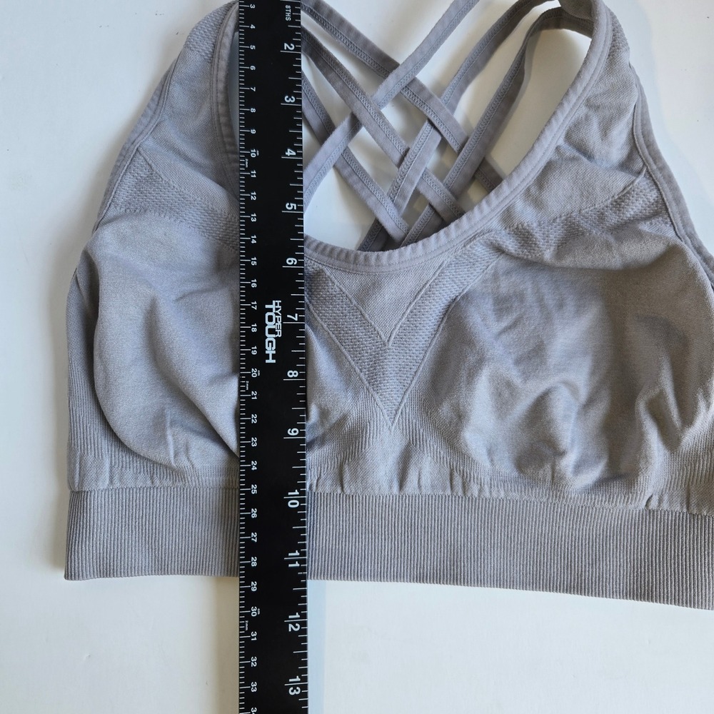 AK Sports Bra Razorback Double Strap Women Sz M Grey Strappy Back Activewear Gym - Picture 5 of 5